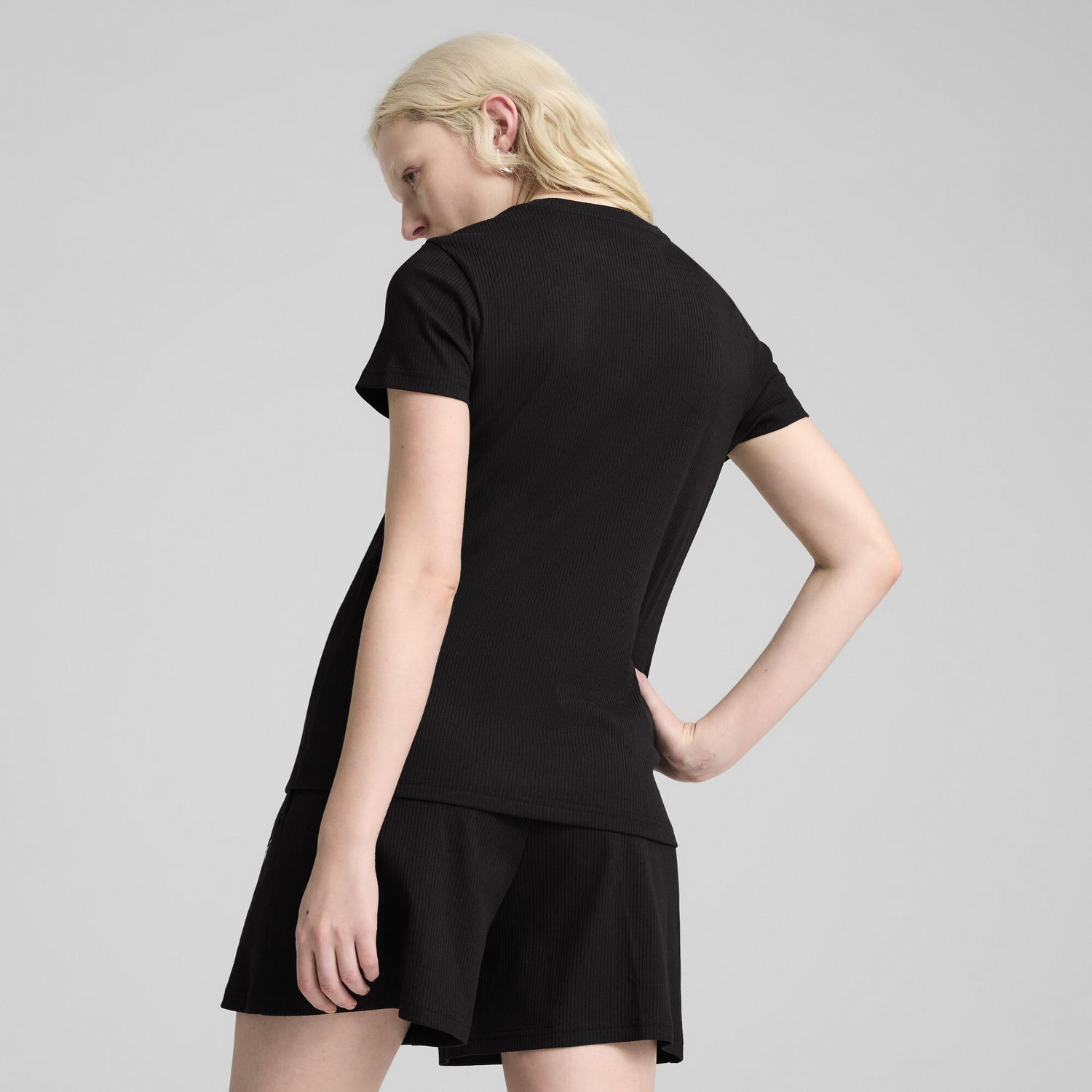 Тениска Puma ESS Elevated Ribbed T-Shirt Черно | 685021_01, 1