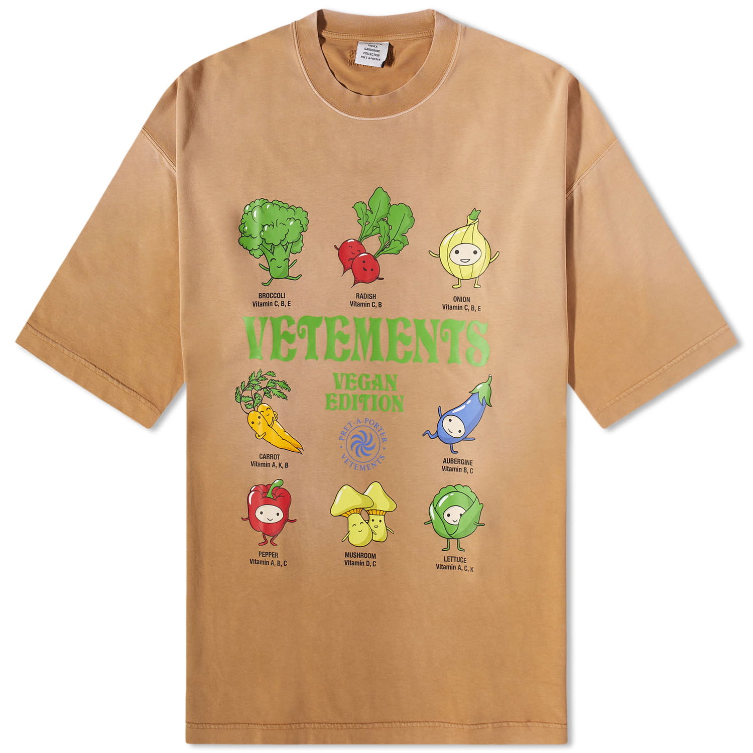 Тениска VETEMENTS Vegan Logo T-Shirt Бежово | UE54TR250E, 0