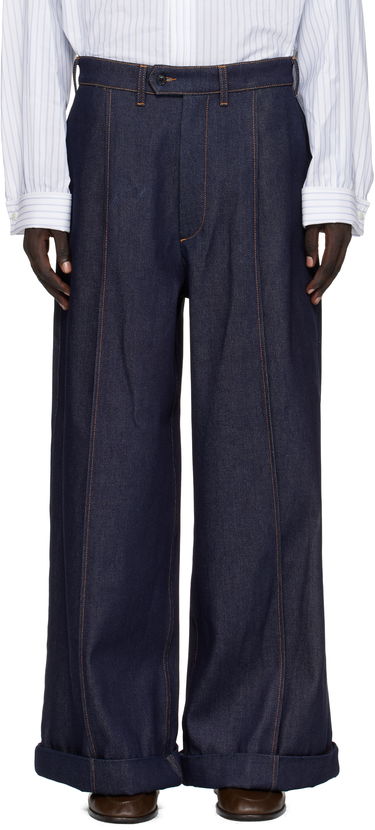 Дънки HED MAYNER Hed Mayner Wide-Leg Cuffed Front Seam Jeans Тъмно синьо | HMMB67035B-HB191, 0