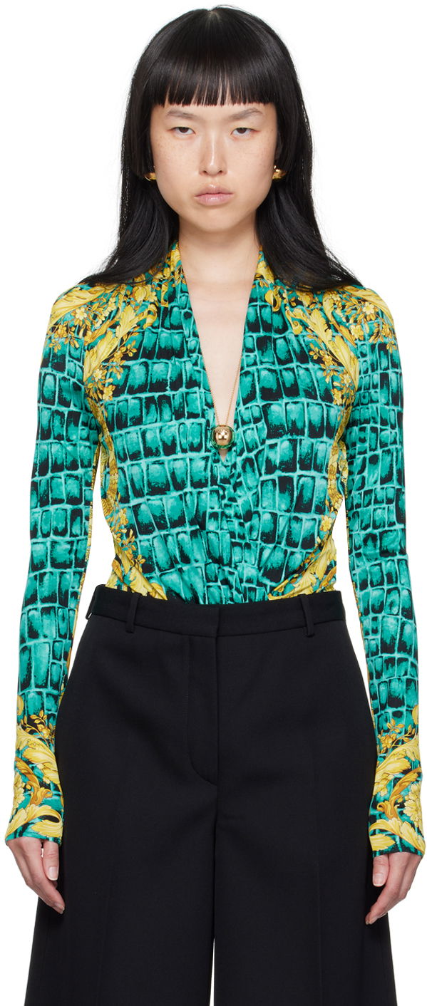 Тениска Versace Baroccodile Bodysuit Синьо | 1005321_1A08942, 0