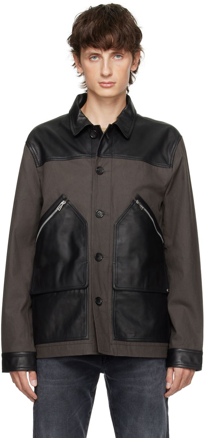 Яке Paul Smith PS Paul Smith Paneled Leather Jacket Сиво | M2R-319YL-L21450, 0