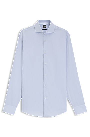 Риза BOSS Slim-fit Striped Cotton Twill Shirt Синьо | 50545826