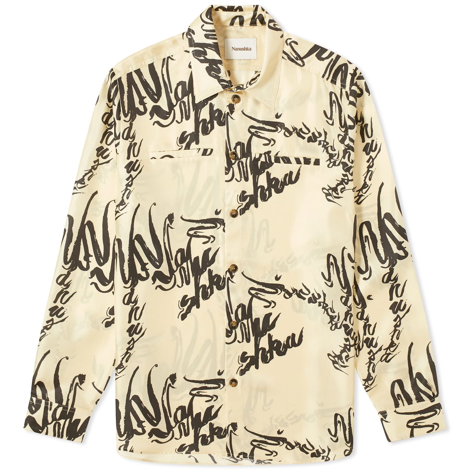 Риза Nanushka Sabrin Printed Shirt Бежово | NW24RSSH01371, 0