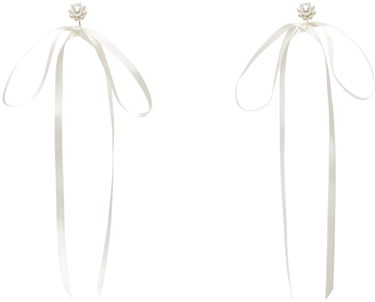 Обеци Simone Rocha Simone Rocha Bow Ribbon Stud Earrings Бяло | ERG389 0904, 0
