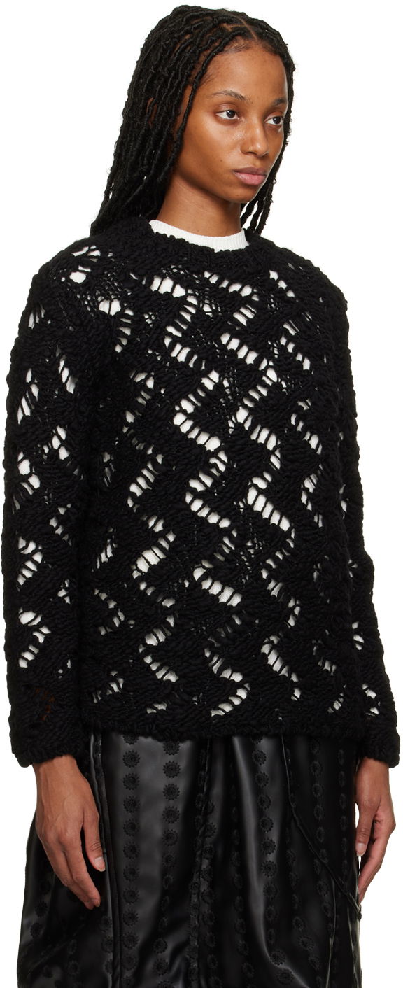 Пуловер Comme des Garçons Comme des Garçons Open Knit Crewneck Sweater Черно | GJ-N006-051, 1
