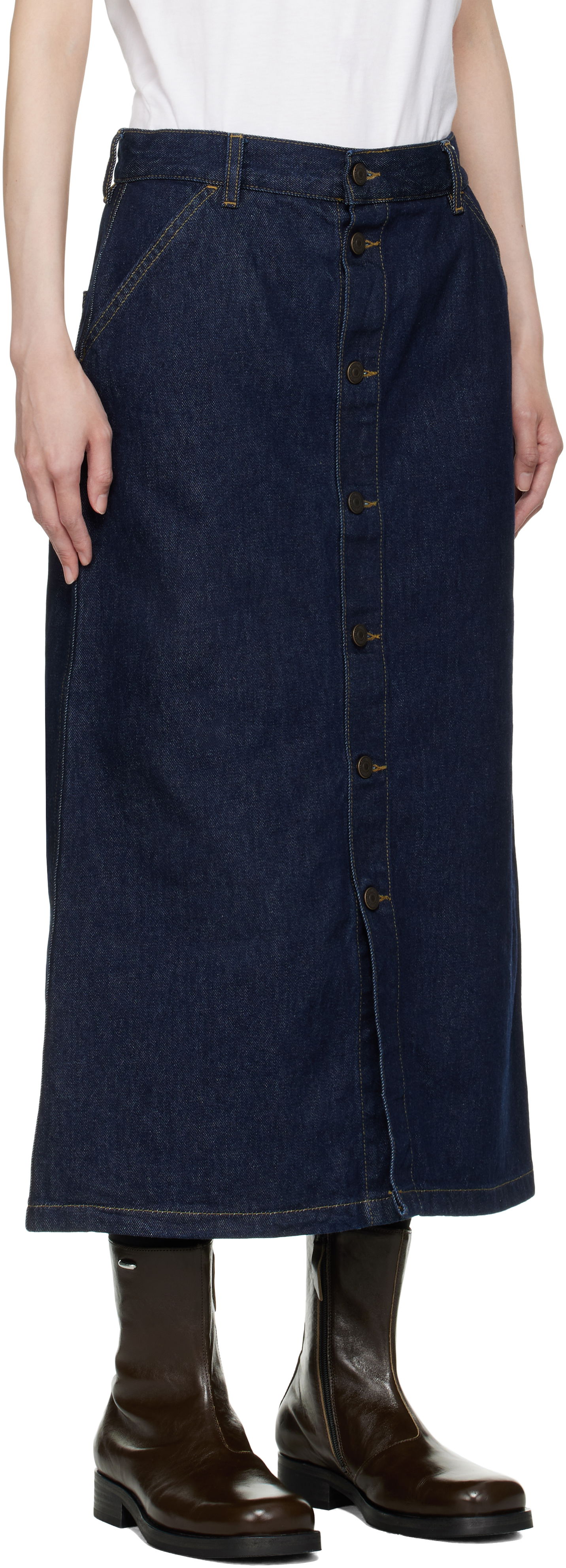 Пола Carhartt WIP Work In Progress Marvin Denim Midi Skirt Тъмно синьо | I034647 0102, 1