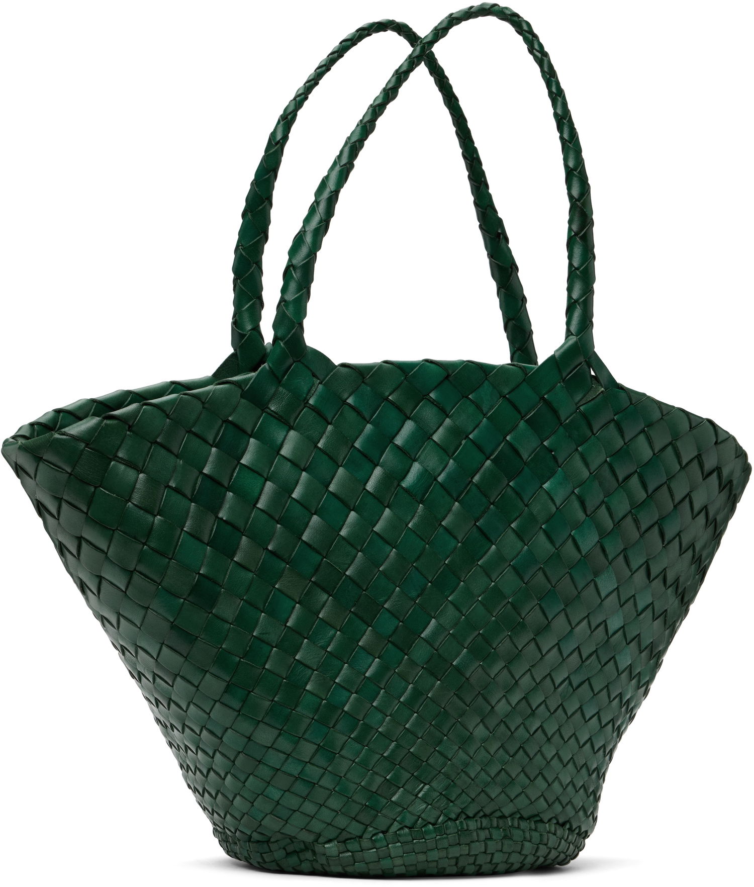 Голяма пазарска чанта Dragon Diffusion Dragon Diffusion Egola Woven Leather Tote Зелено | 8026, 1