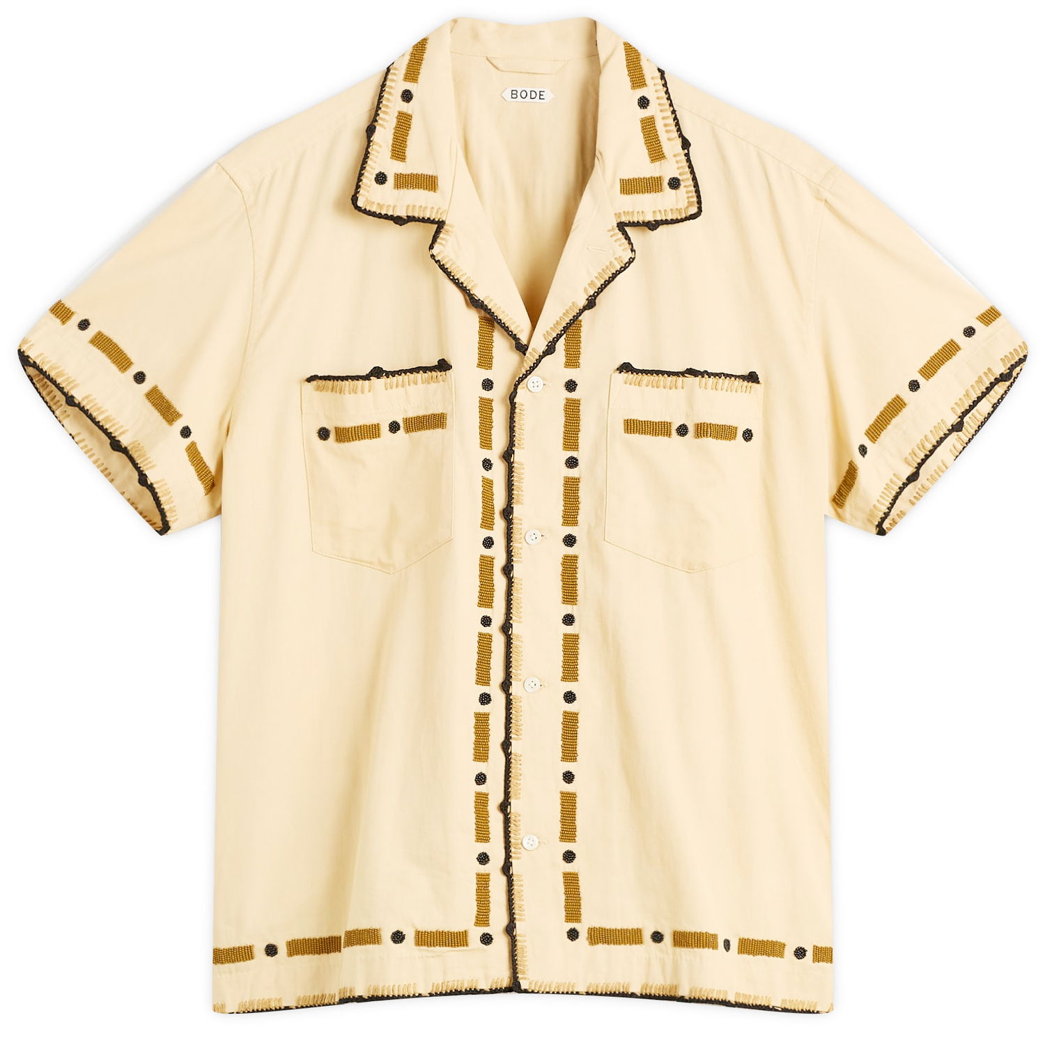 Риза Bode Beaded Ryegrass Short Sleeve Shirt, Size Large Бежово | MRF25SH018, 1