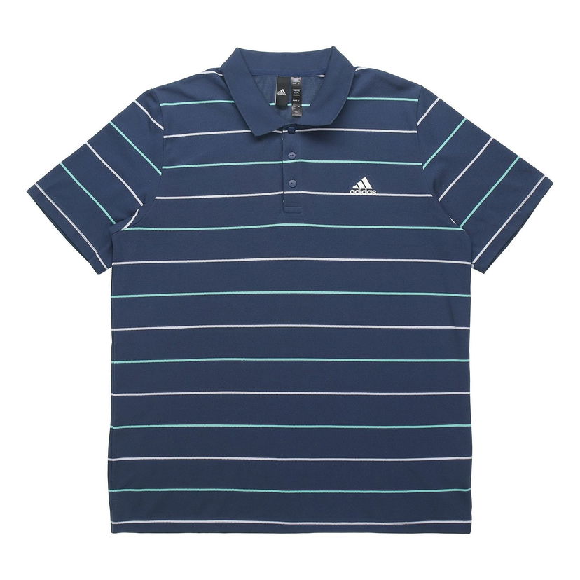 Поло тениска adidas Originals Striped Logo Print Short Sleeve Polo Shirt Синьо | GP1001