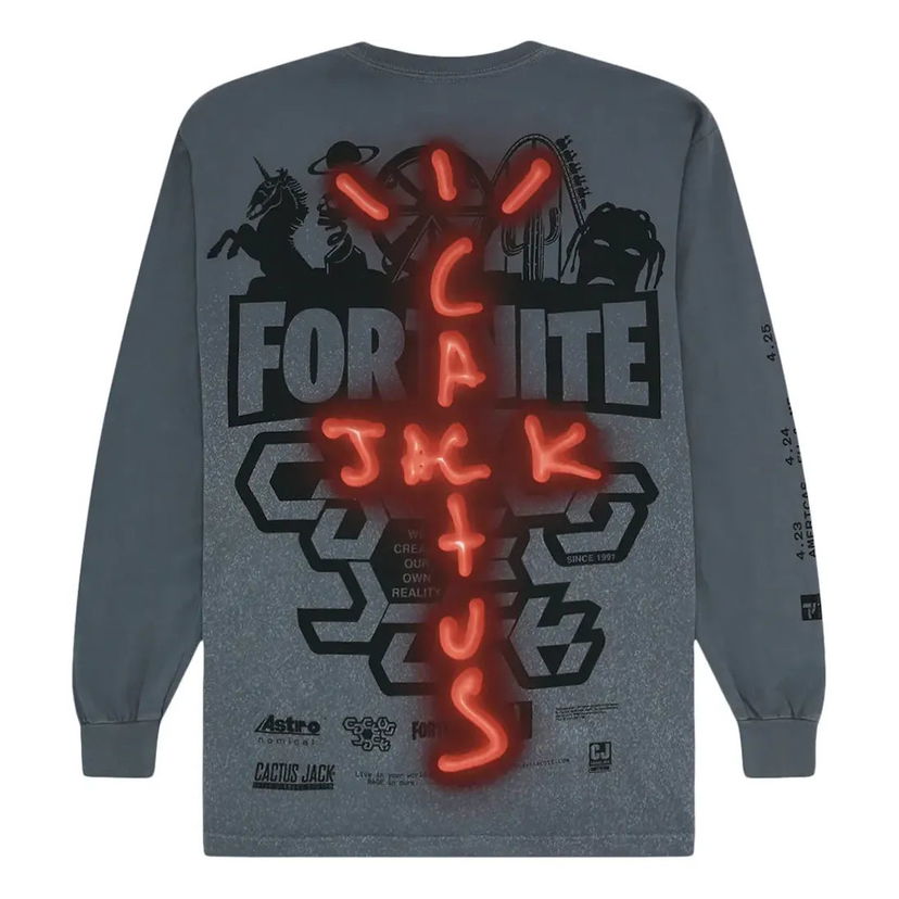 Тениска Cactus Jack by Travis Scott Travis Scott Back Bling Long Sleeve T-Shirt Сиво | TC-370