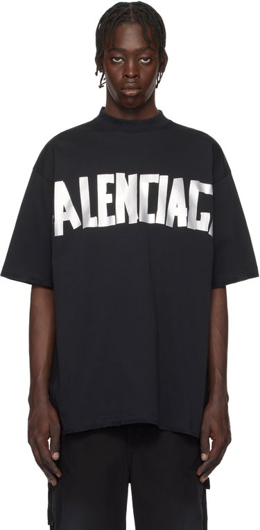 Тениска Balenciaga New Tape Type Graphic Print T-Shirt Черно | 739784-TQVQ8-1073, 0