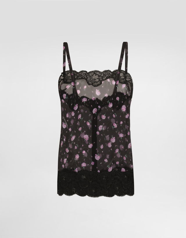 Carnations-print Chiffon Top