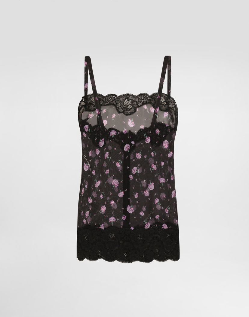 Потник Dolce & Gabbana Carnations-print Chiffon Top Многоцветен | F7BJ3TIS10ZHN5XX