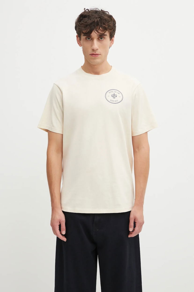 Тениска Sporty & Rich Cotton T-shirt Kennedy Crest Бежово | TO04360666CR01