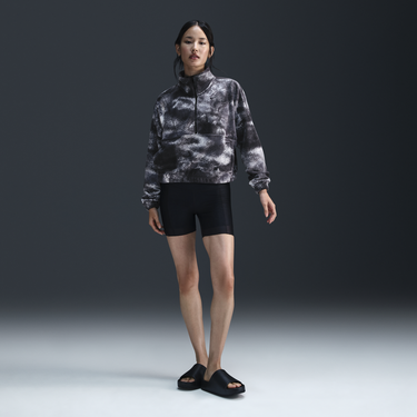 Суитчър Nike One Fleece Printed Half-Zip Sweatshirt Черно | FZ6969-010, 4