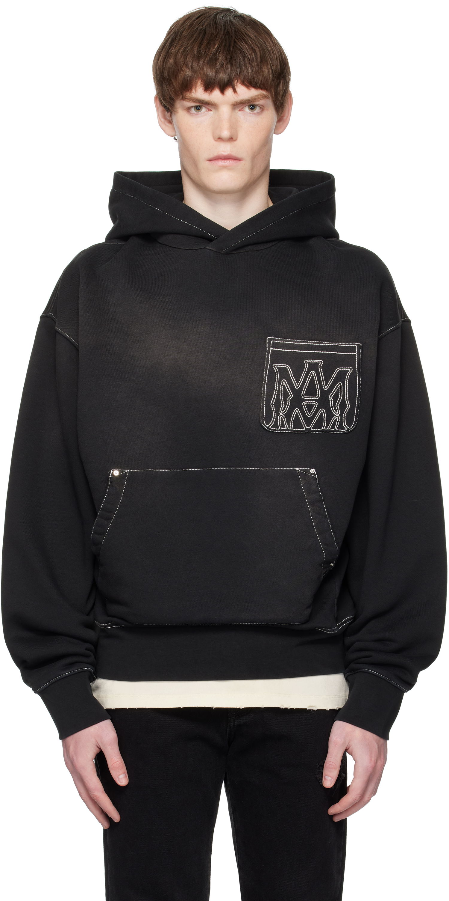 Суитчър AMIRI AMIRI MA Outline Oversized Hoodie Черно | AMJYHD1120, 0