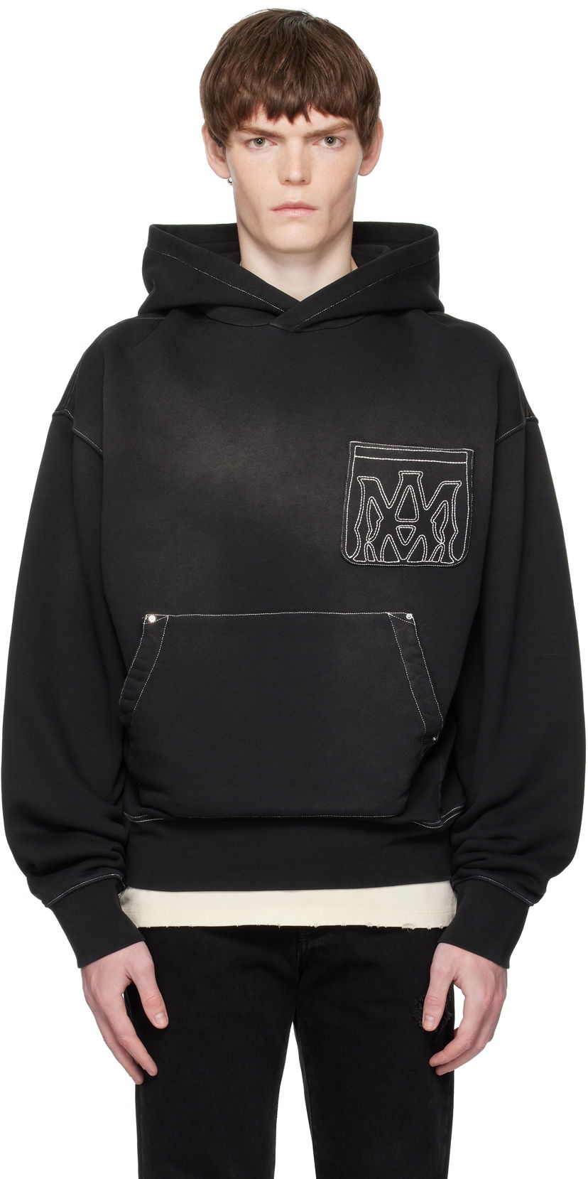 Суитчър AMIRI AMIRI MA Outline Oversized Hoodie Черно | AMJYHD1120