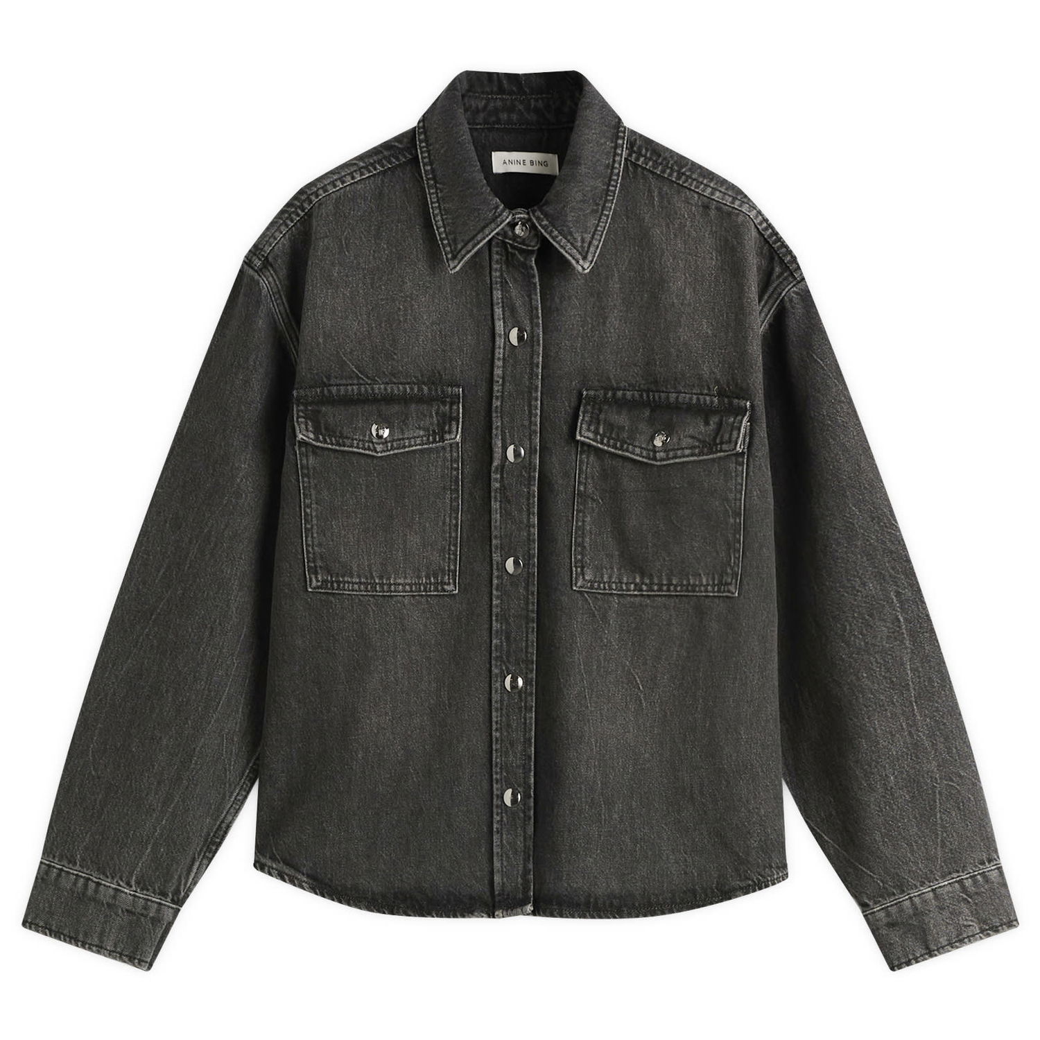Риза Anine Bing Anine Bing Paxton Denim Shirt, Size X-Small Черно | A-07-11690-WBL4, 0