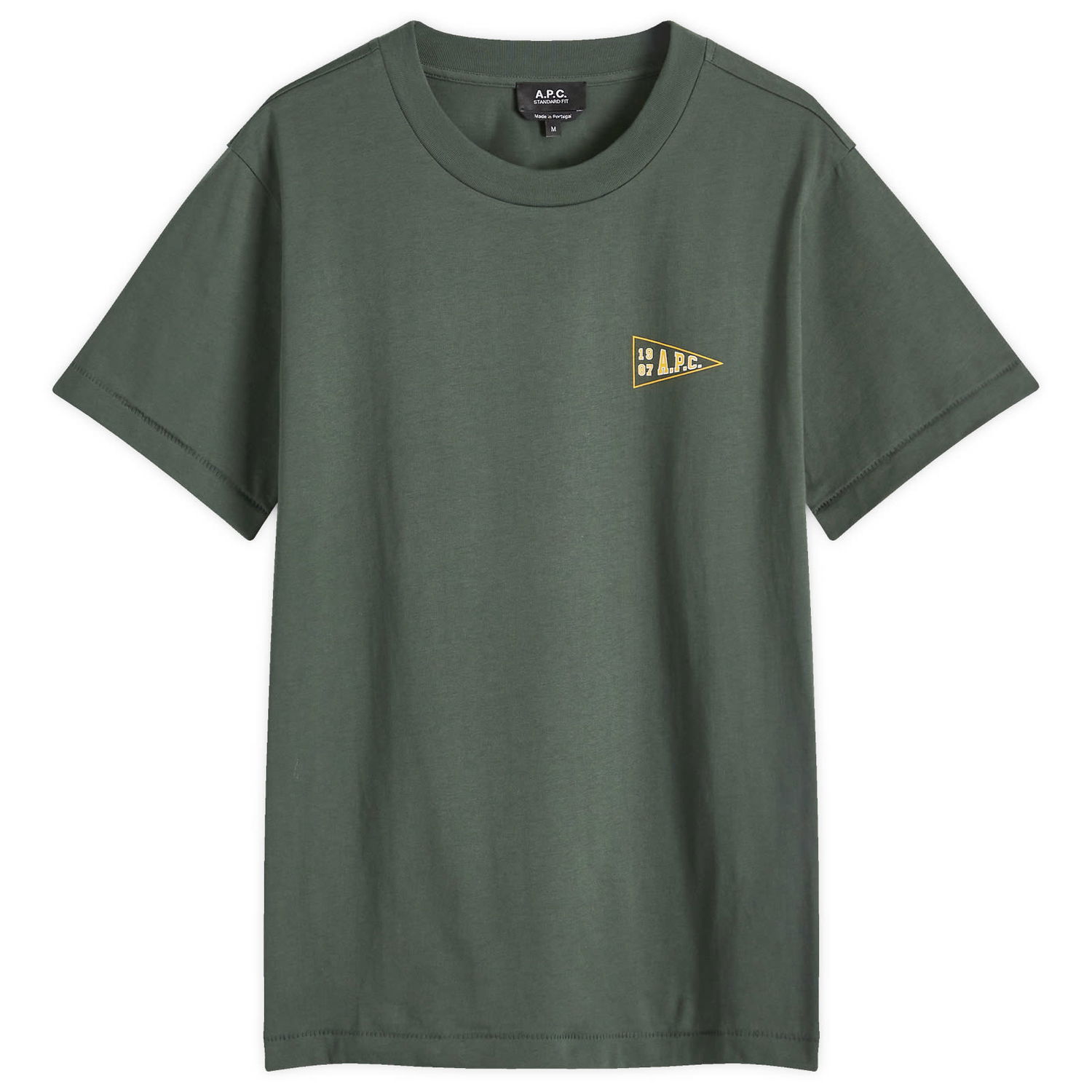 Тениска A.P.C. College Logo T-Shirt Зелено | COHBW-M26427-KAF, 0