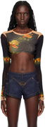 Jean Paul Gaultier 'The Fleurs Petit Grand' Long Sleeve Crop Top