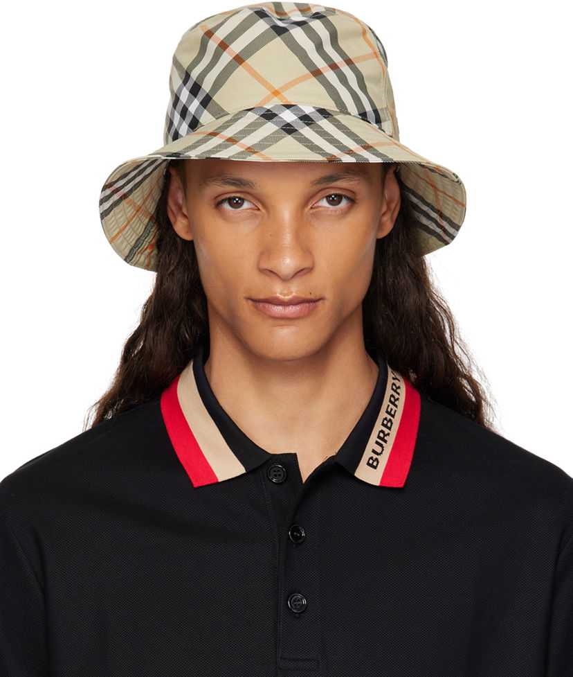 Шапка Burberry Check Bucket Hat Бежово | 8094798