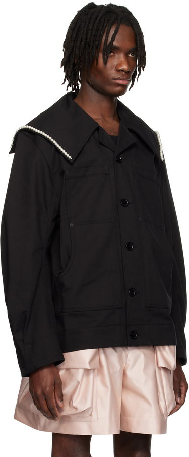 Яке Simone Rocha Simone Rocha Beaded Sailor Collar Workwear Jacket Черно | 6120B 1074, 1