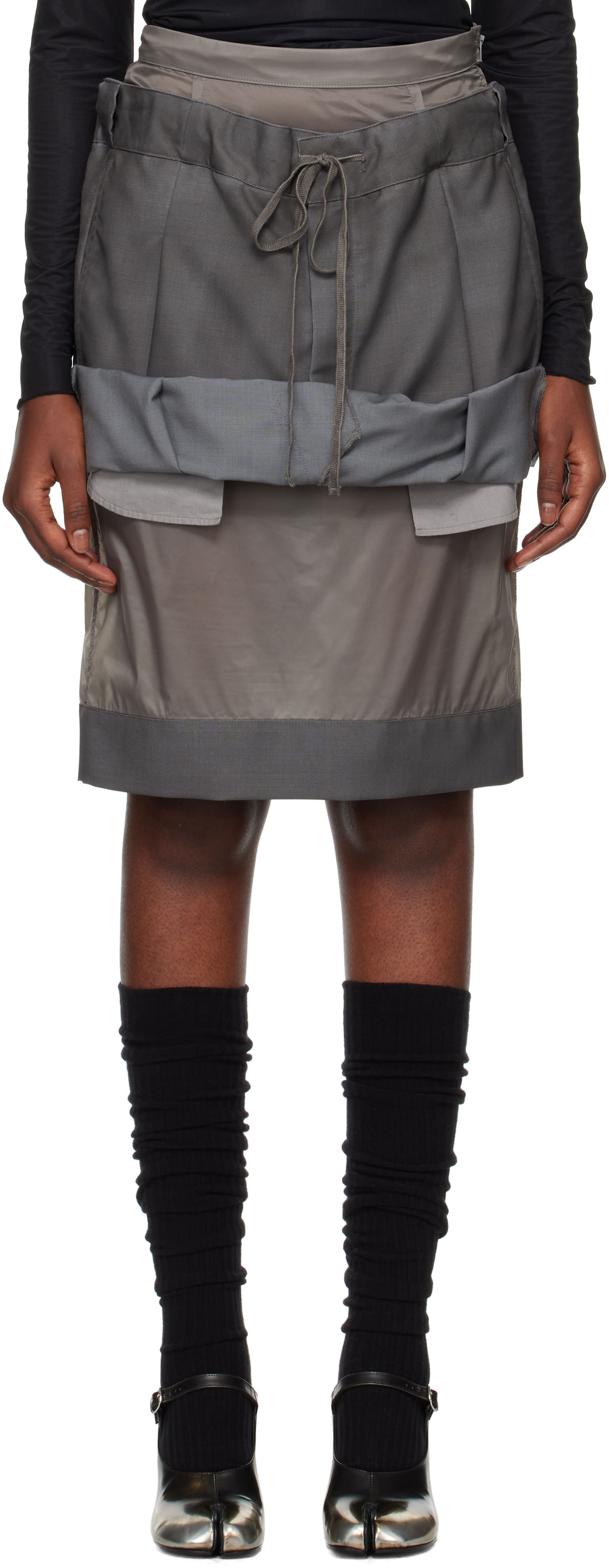 Пола Maison Margiela Mix Fabric Midi Skirt Сиво | S51ME0025 MTN021, 0