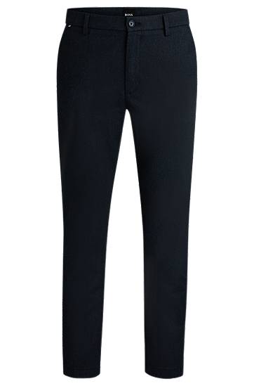 Панталони BOSS BOSS Regular-Fit Cotton-Blend Twill Trousers Тъмно синьо | 50524775, 0