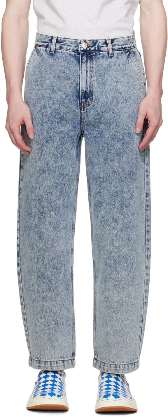 Дънки ADER ERROR Straight Fit Acid Wash Jeans Синьо | BMSGFYJE0103BL