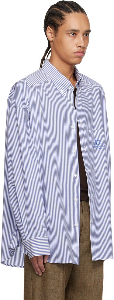 Риза WOOYOUNGMI WOOYOUNGMI Striped Cotton Shirt Синьо | W251SH12, 1