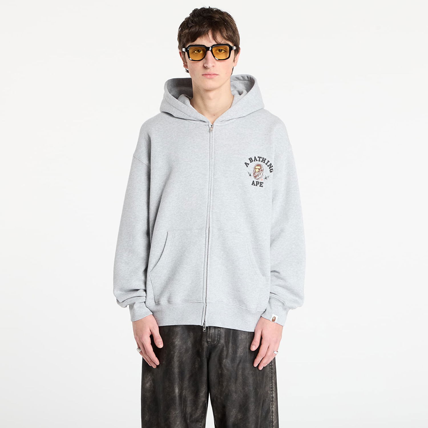 Суитчър BAPE BAPE® x FOOTSHOP - Zip-Up Hoodie UNISEX Gray Сиво | 001ZPL721312MGRY, 0