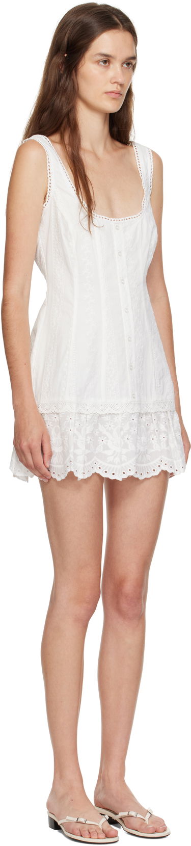 Pокля GUIZIO Guizio Aylin Eyelet Mini Dress Бяло | P25405W159, 1