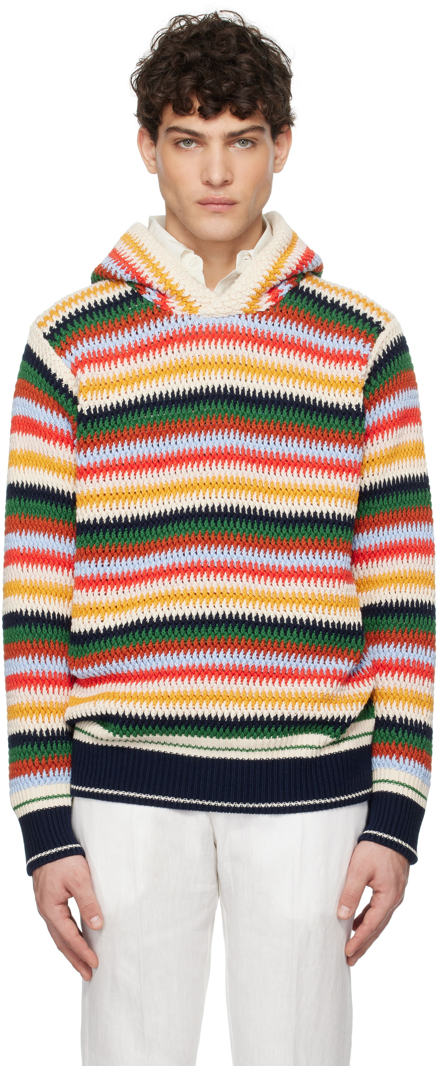 Пуловер Orlebar Brown Kirk Striped Knit Hoodie Многоцветен | 280040, 0