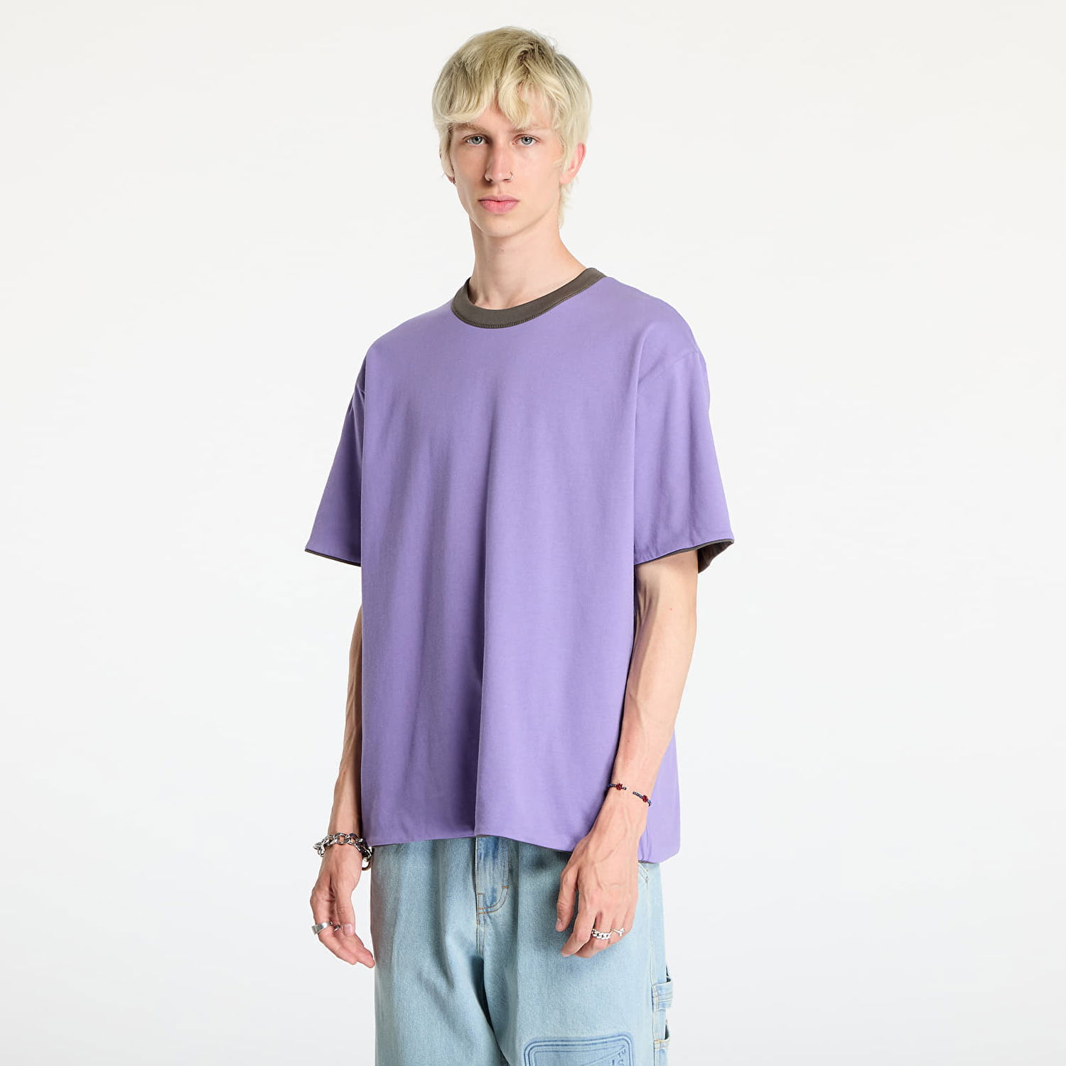 Тениска Pleasures Legal Reversible Heavyweight T-Shirt Charcoal/ Purple Лилаво | P24F047 CHARCOAL, 1