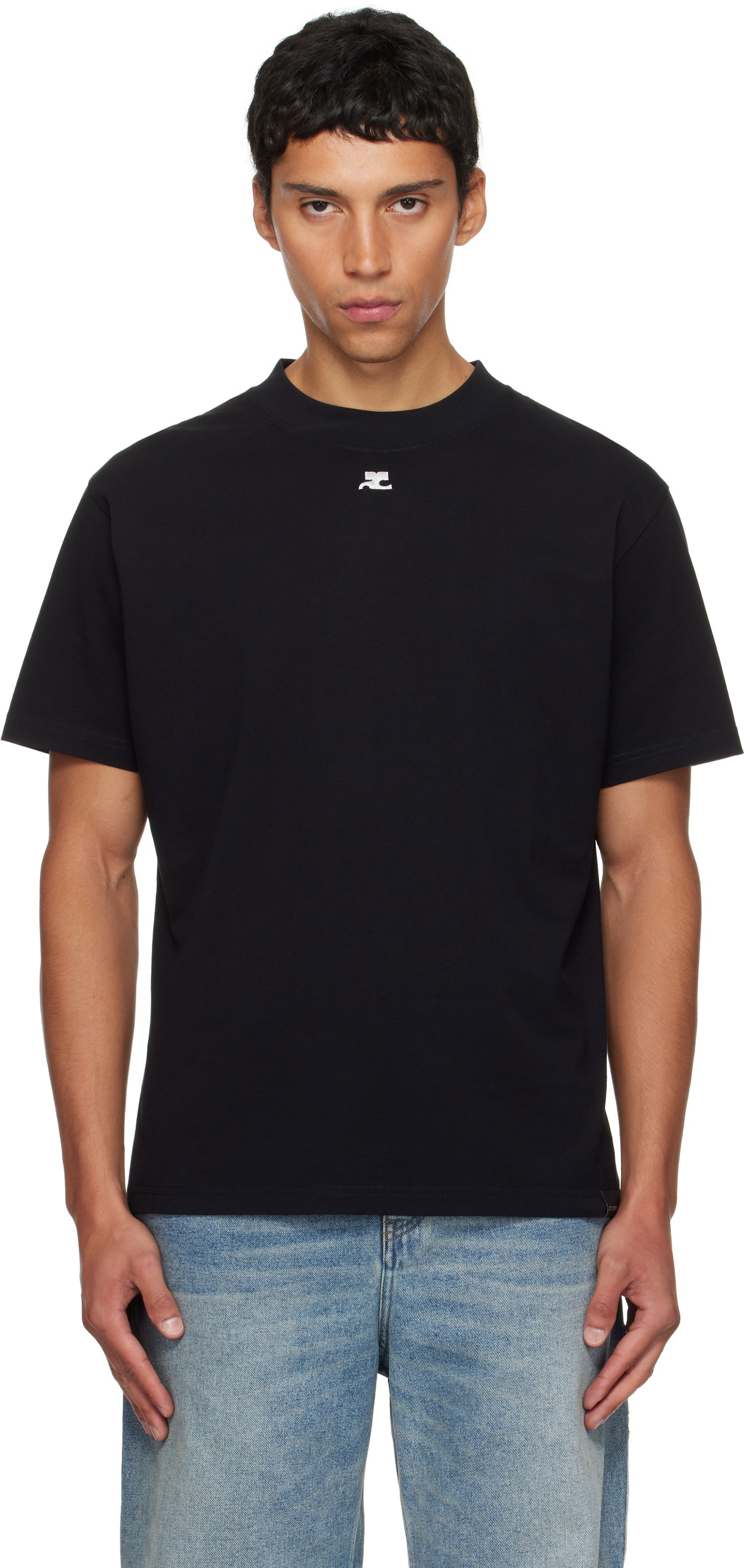 Тениска Courrèges Courrèges Oversized T-Shirt Черно | 325JTS203JS0233, 0