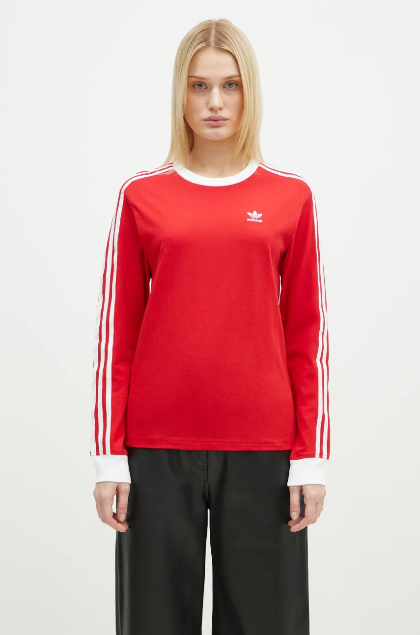 Тениска adidas Originals Adidas Originals Adicolor 3-Stripe Long Sleeve T-Shirt Червено | JC5777, 0