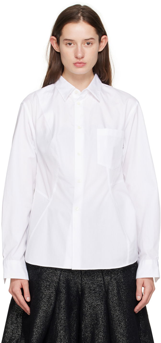 Риза Comme des Garçons Asymmetric Long Sleeve Shirt Бяло | PL-B005-051, 0