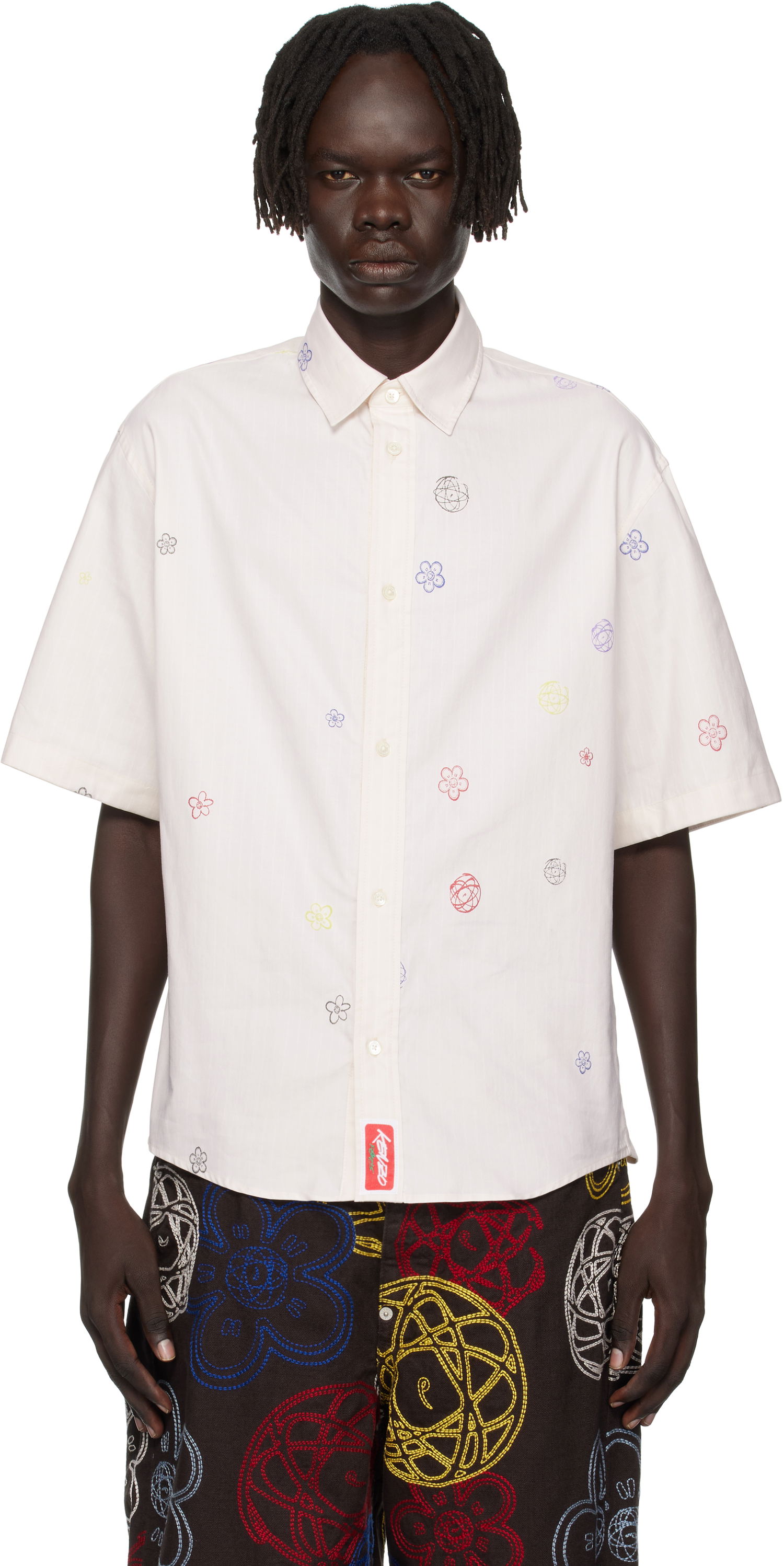 Риза KENZO Kenzo Paris Futura 2000 Edition Embroidered Shirt Бяло | FF65CH1279IJ, 0