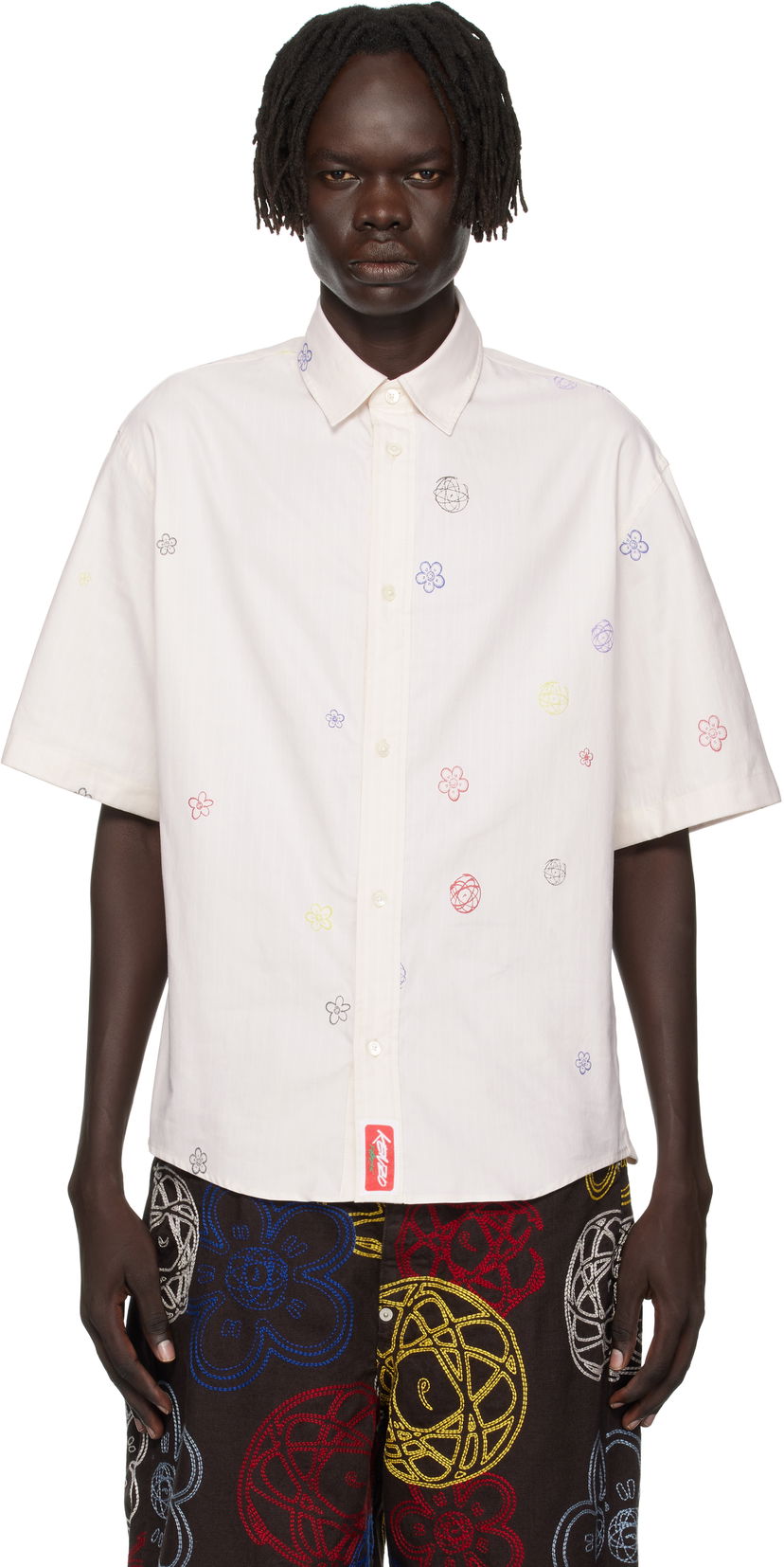 Риза KENZO Kenzo Paris Futura 2000 Edition Embroidered Shirt Бяло | FF65CH1279IJ