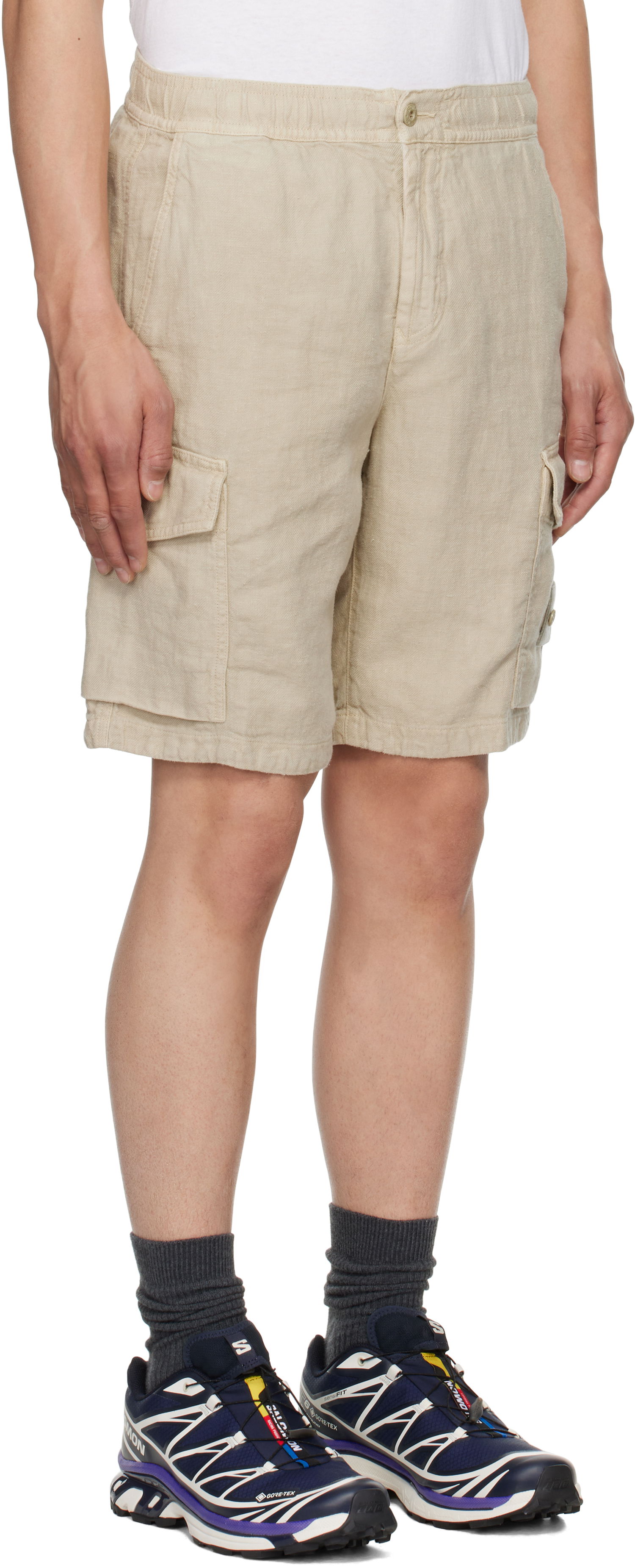 Къси панталони Stone Island Stone Island Diagonal Linen Shorts Бежово | K1S15 L100001 S00F8, 1