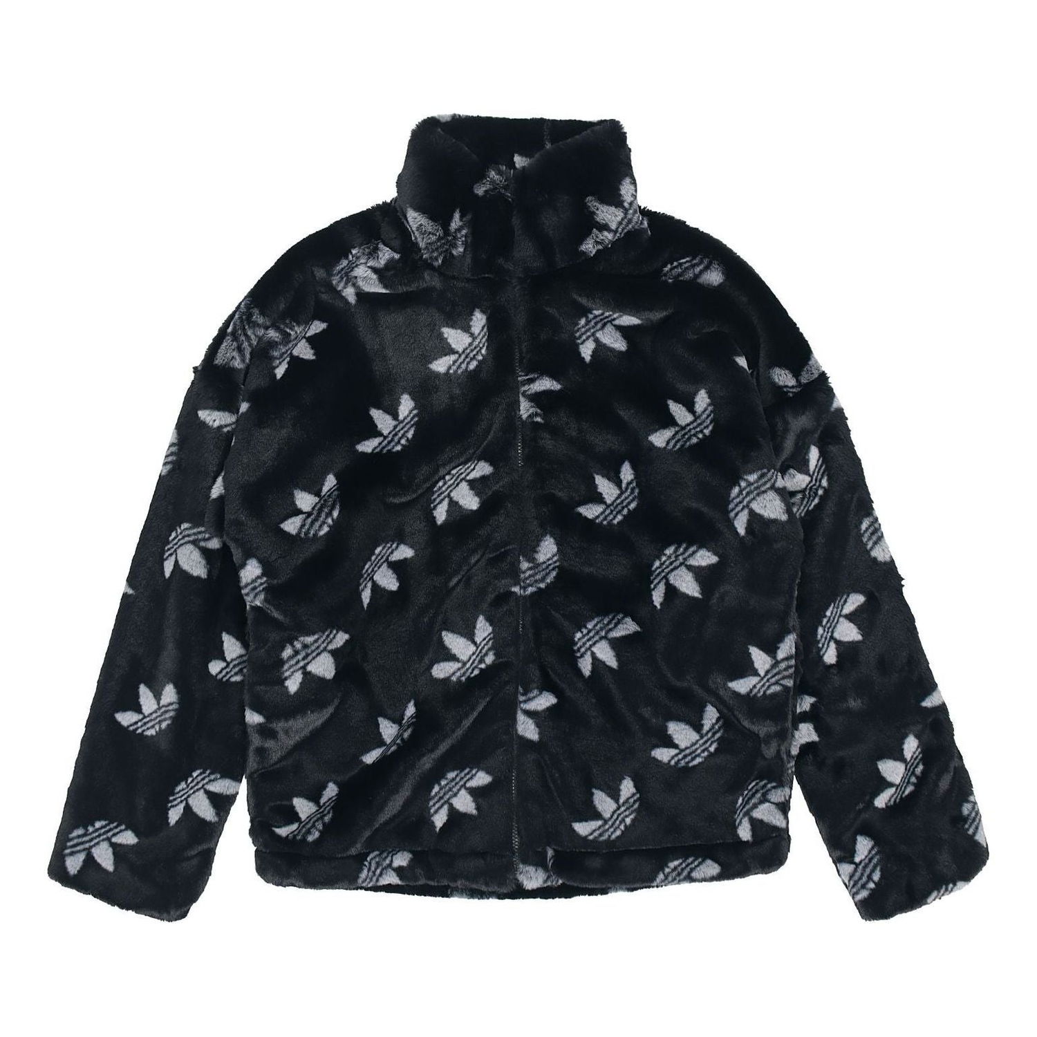 Яке бомбър adidas Originals Originals Logo Stand Collar Faux Fur Jacket Черно | HI4656, 0