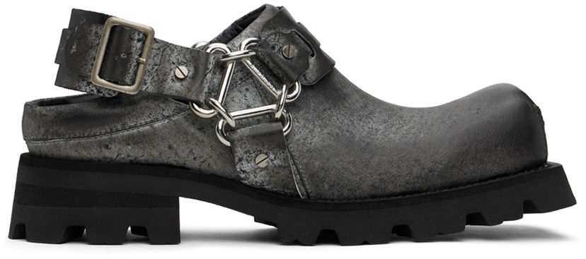 Облекло Acne Studios Acne Studios Leather Buckle Slip-On Loafers Сиво | BD0332-