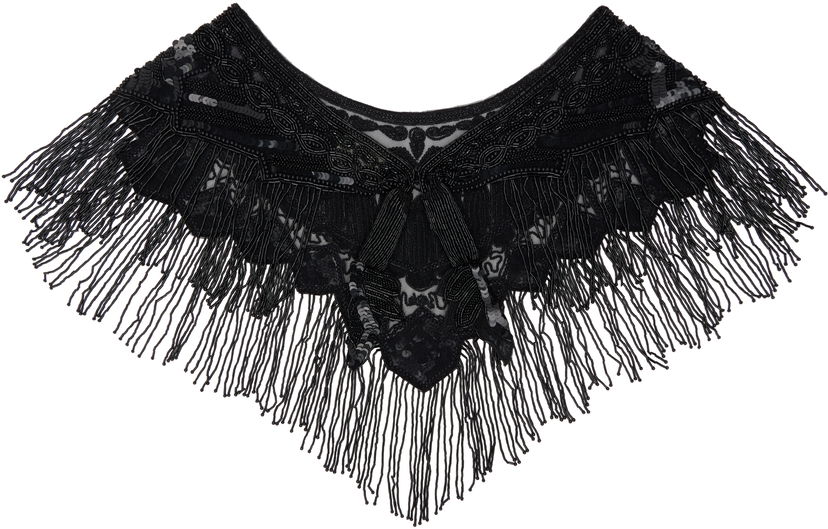 Шал Bode Beaded Fringe Collar Necklace Черно | MRF24AC003