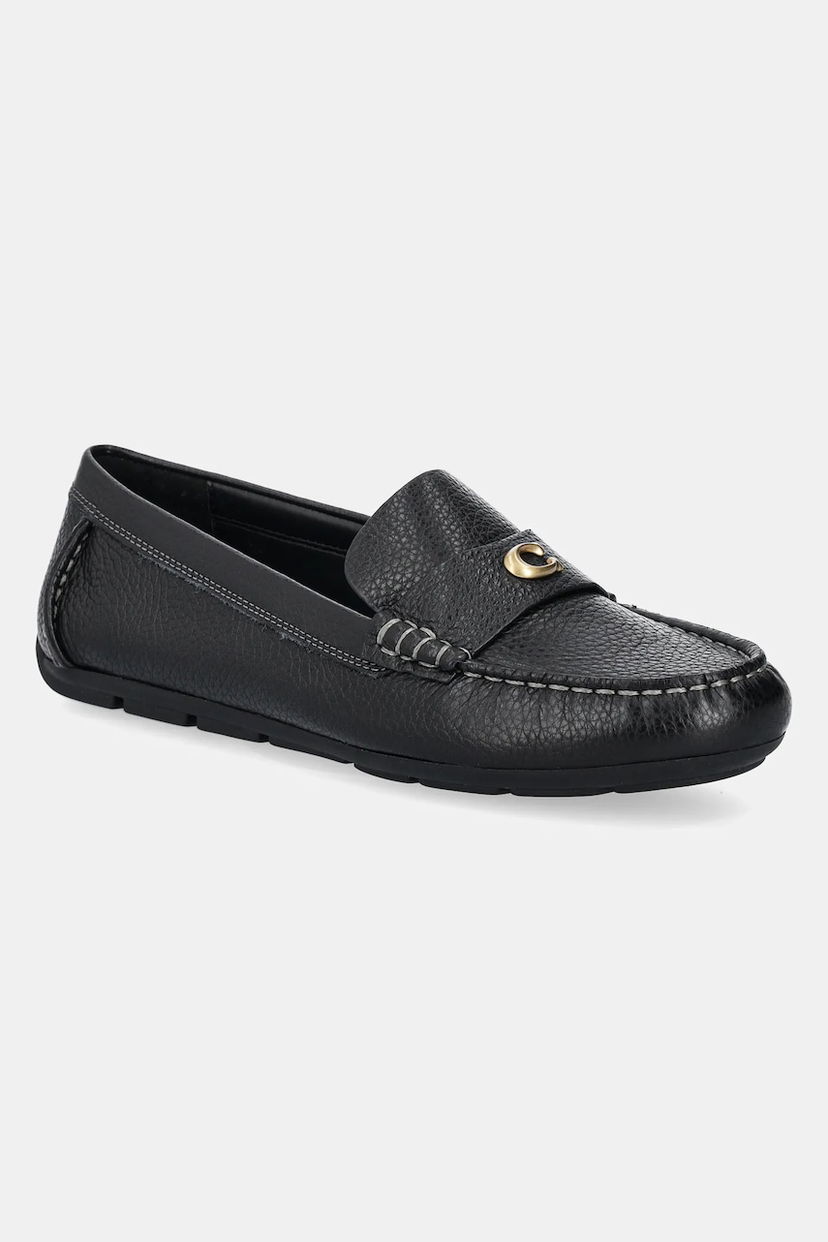 Кецове и обувки Coach Leather Driver Flat Loafers Черно | CAS66.BLK