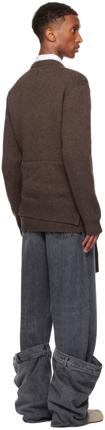 Пуловер JW Anderson JW Anderson Draped Tie-Front Sweater Кафяво | KW1263-YN0384, 2