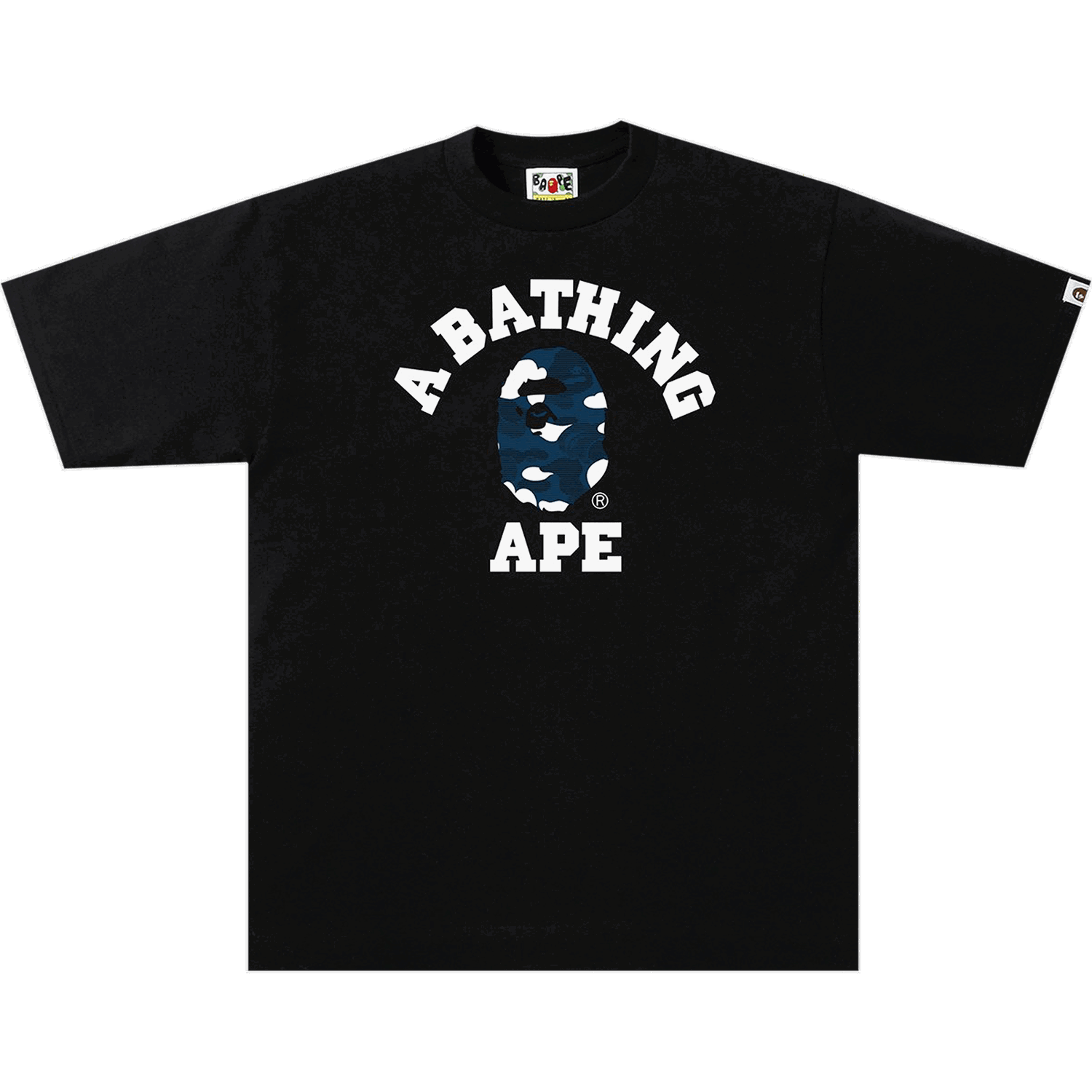 Тениска BAPE Stripe ABC Camo College Tee Тъмно синьо | 1H80 110 038 BLACK NAVY, 0