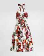 Dolce & Gabbana Floral Print Halter Poplin Dress