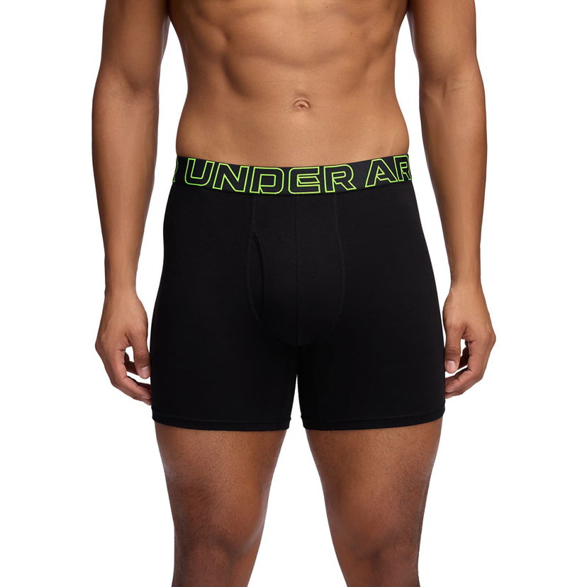 Боксерки Under Armour Performance Cotton Boxer Briefs, 6-Inch Inseam, 3-Pack Черно | 1383889-004