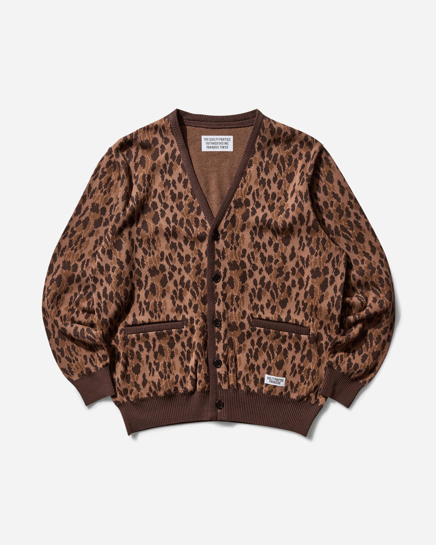 Пуловер WACKO MARIA Leopard Jacquard Cardigan Type-2 Кафяво | 25SSE-WMK-KN06 BROWN, 1
