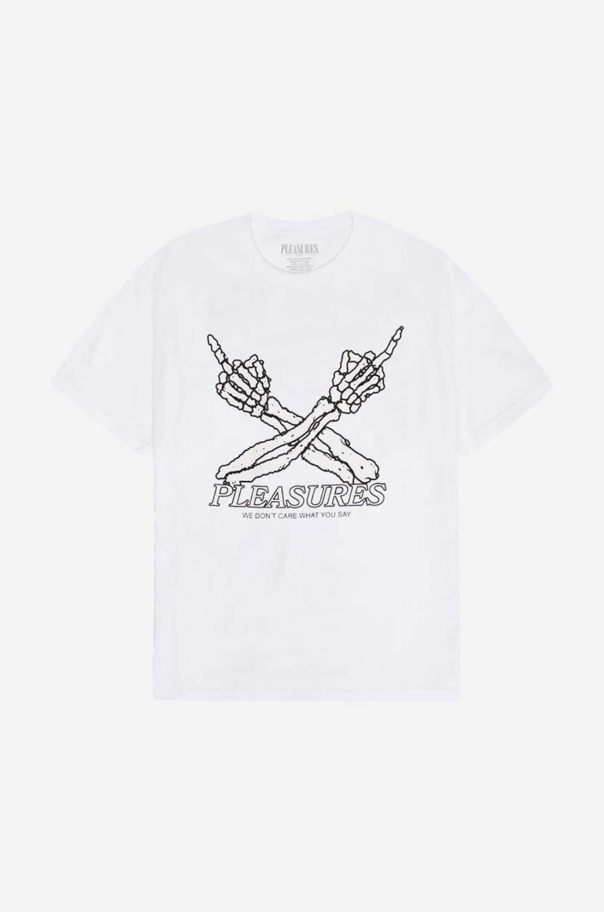 Тениска Pleasures T-Shirt Dont Care With Print Бяло | P23SP051, 1